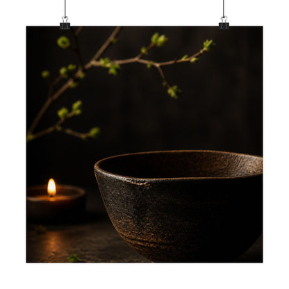Spring Ceramic Bowl Shadow Zen Wall Art Print | Atmospheric Decor
