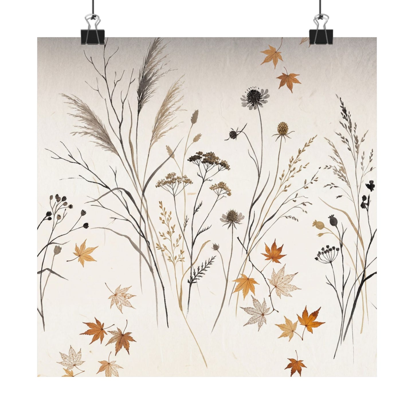 Dried Flowers Wall Art Print | Autumn Japandi Japanese Pattern Art Art Print