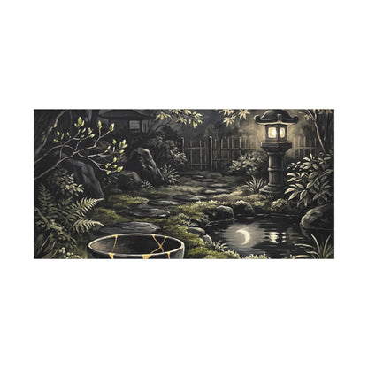 Kintsugi Moonlit Garden in Dappled | Gold Repair Canvas Art