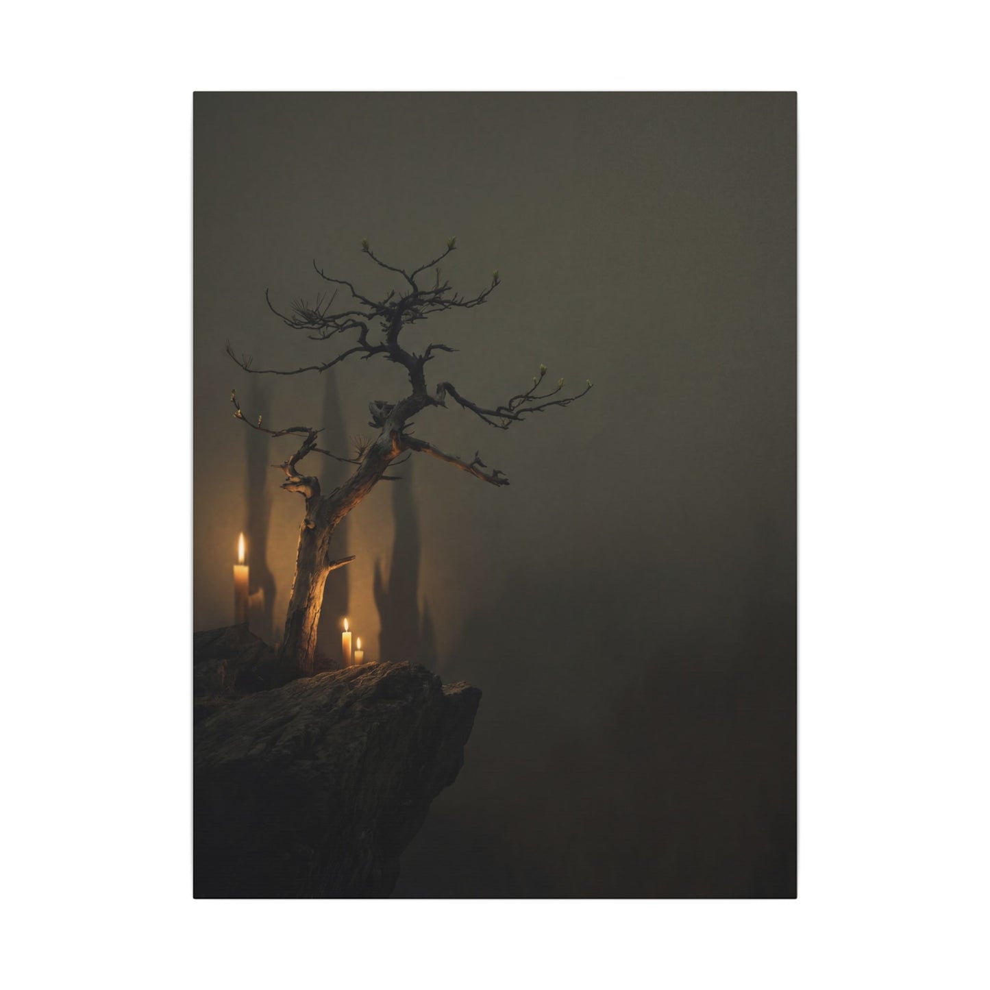 Ma Pine Tree Canvas Art - Dark Japandi Shadow Zen