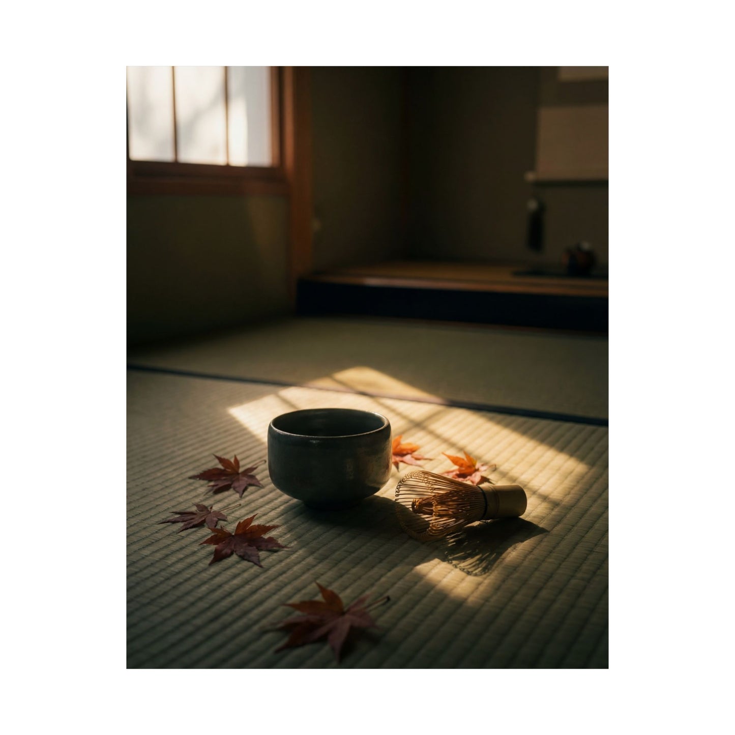 Tea Ceremony Wall Art Print | Autumn Dark Japandi Moody Minimal Art