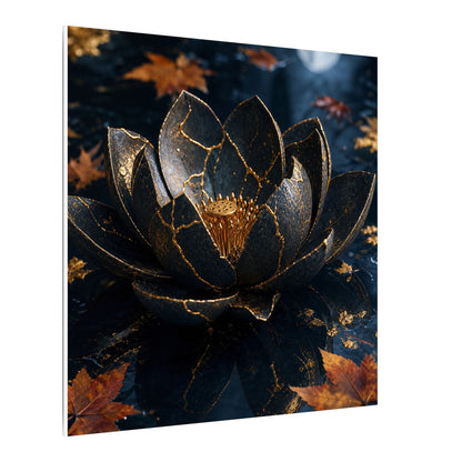 Moonlight Lotus Flower Canvas Art - Kintsugi Fukinsei