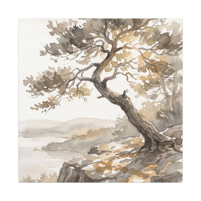 Pine Tree Watercolor Canvas Art | Elegant Japandi Art