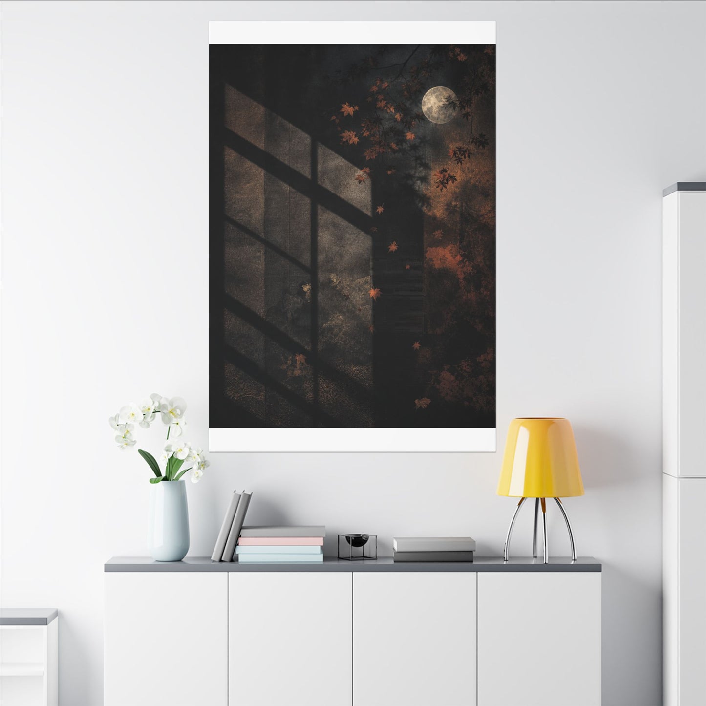 Sophisticated Shadow Play Canvas Art - Dark Texture Dark Japandi
