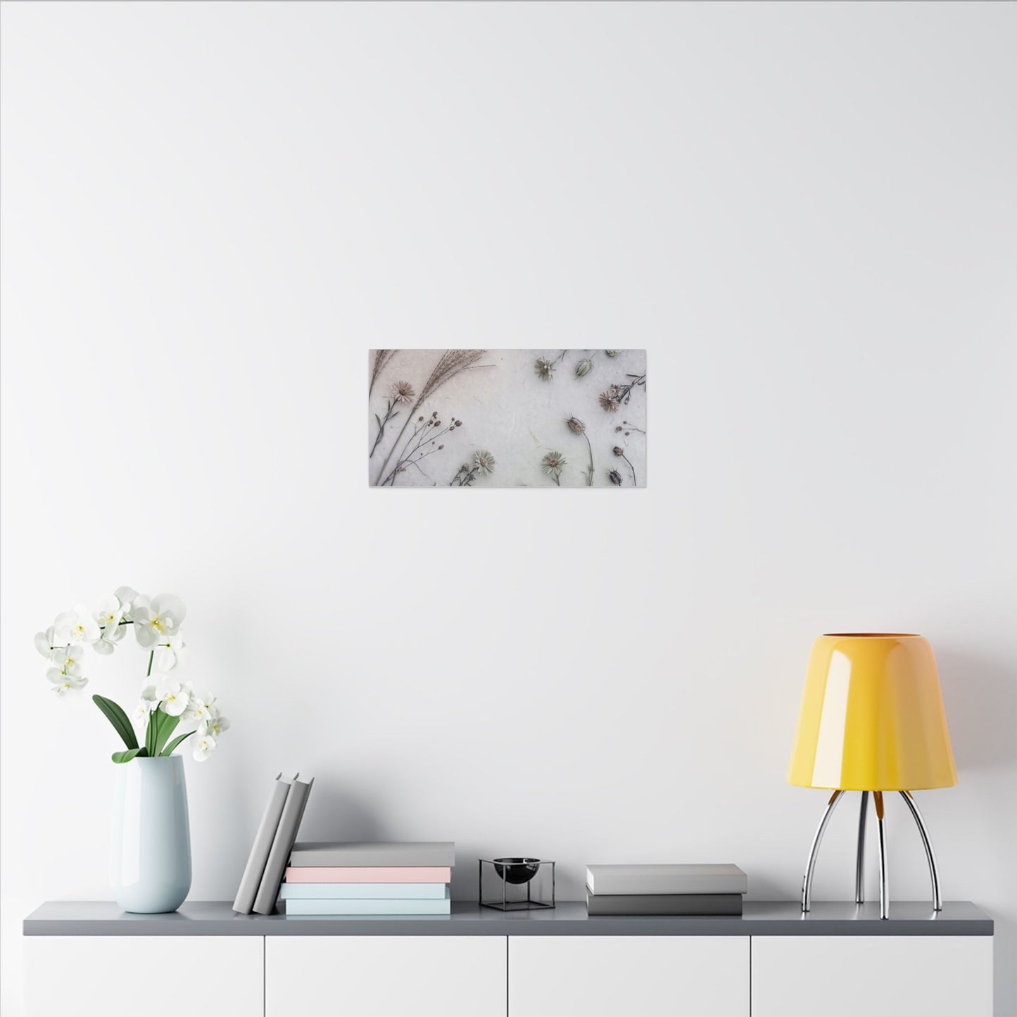 Dried Flowers Japanese Pattern Canvas Art | Elegant Japandi Art