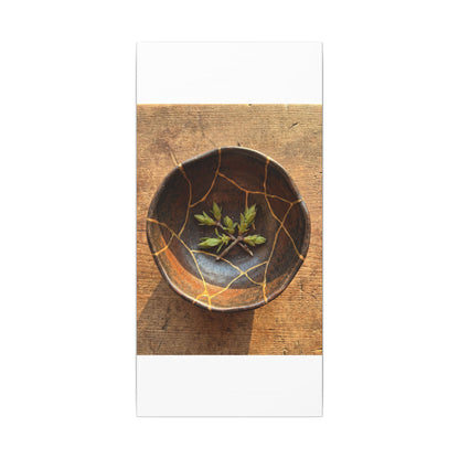 Ceramic Bowl Gold Repair Canvas Art | Resilient Kintsugi Art