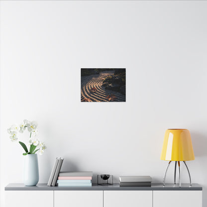 Rock Garden Moody Minimal Canvas Art | Bold Dark Japandi Art