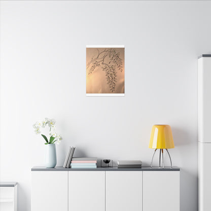Japandi Wisteria in Candlelight | Minimal Line Canvas Art