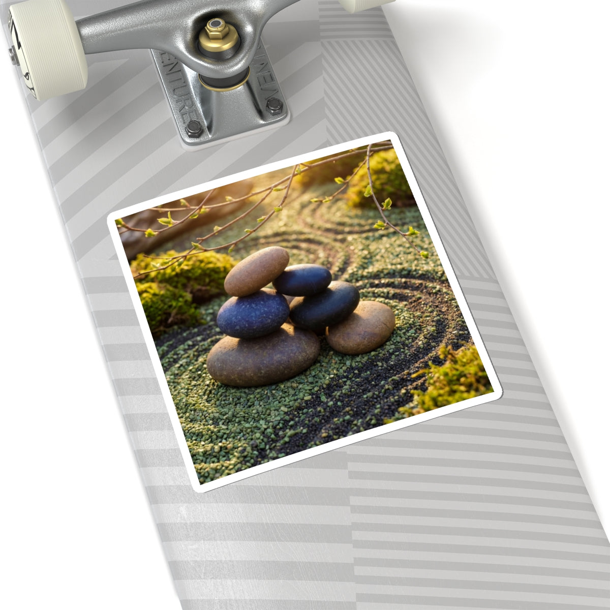 Golden Hour River Stones Sticker - Zen Fukinsei Art Print