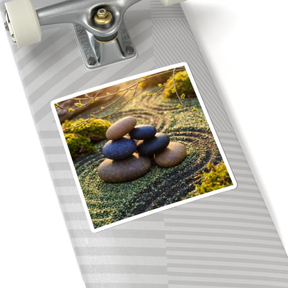 Golden Hour River Stones Sticker - Zen Fukinsei Art Print