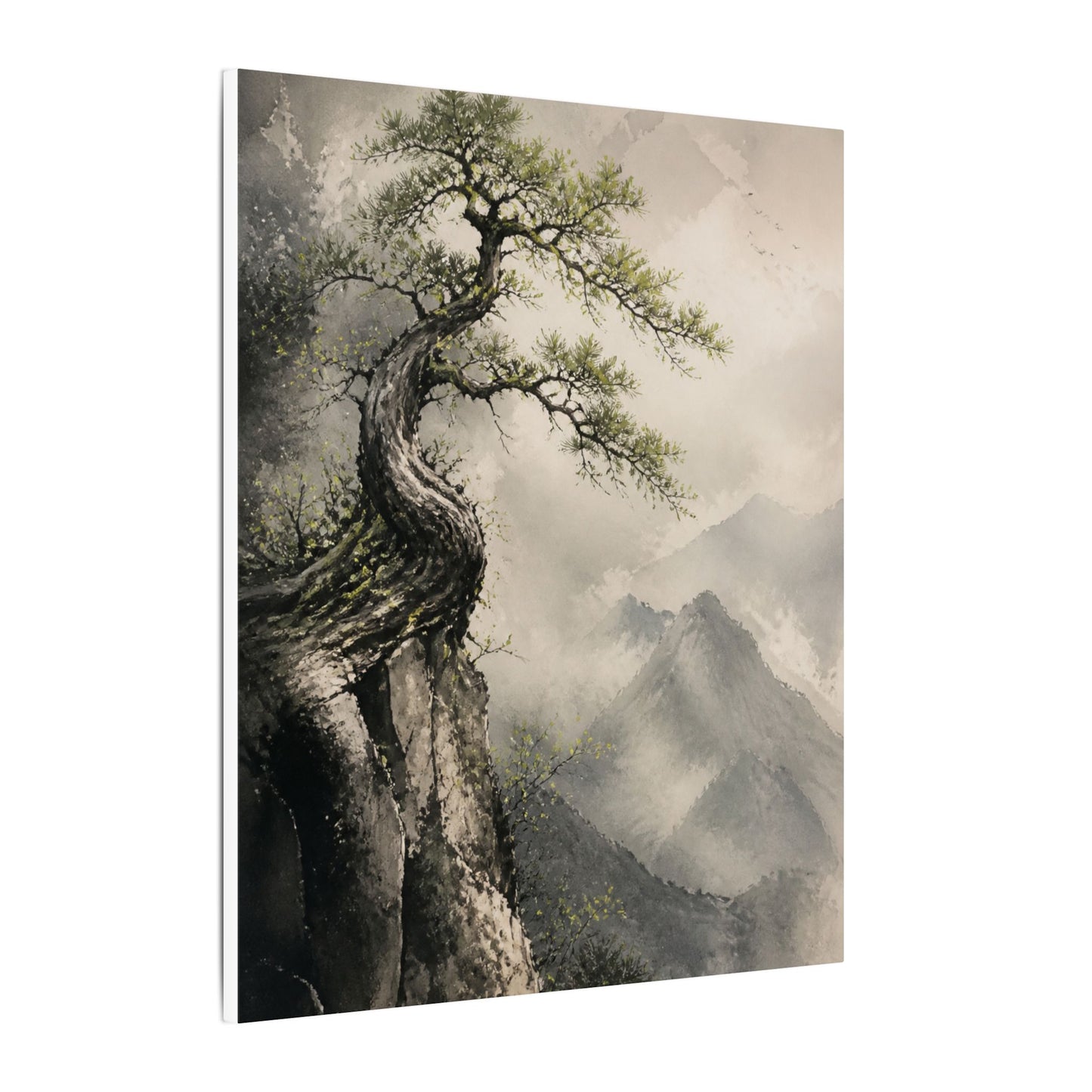 Spring Pine Tree Watercolor Canvas Art | Warm Decor