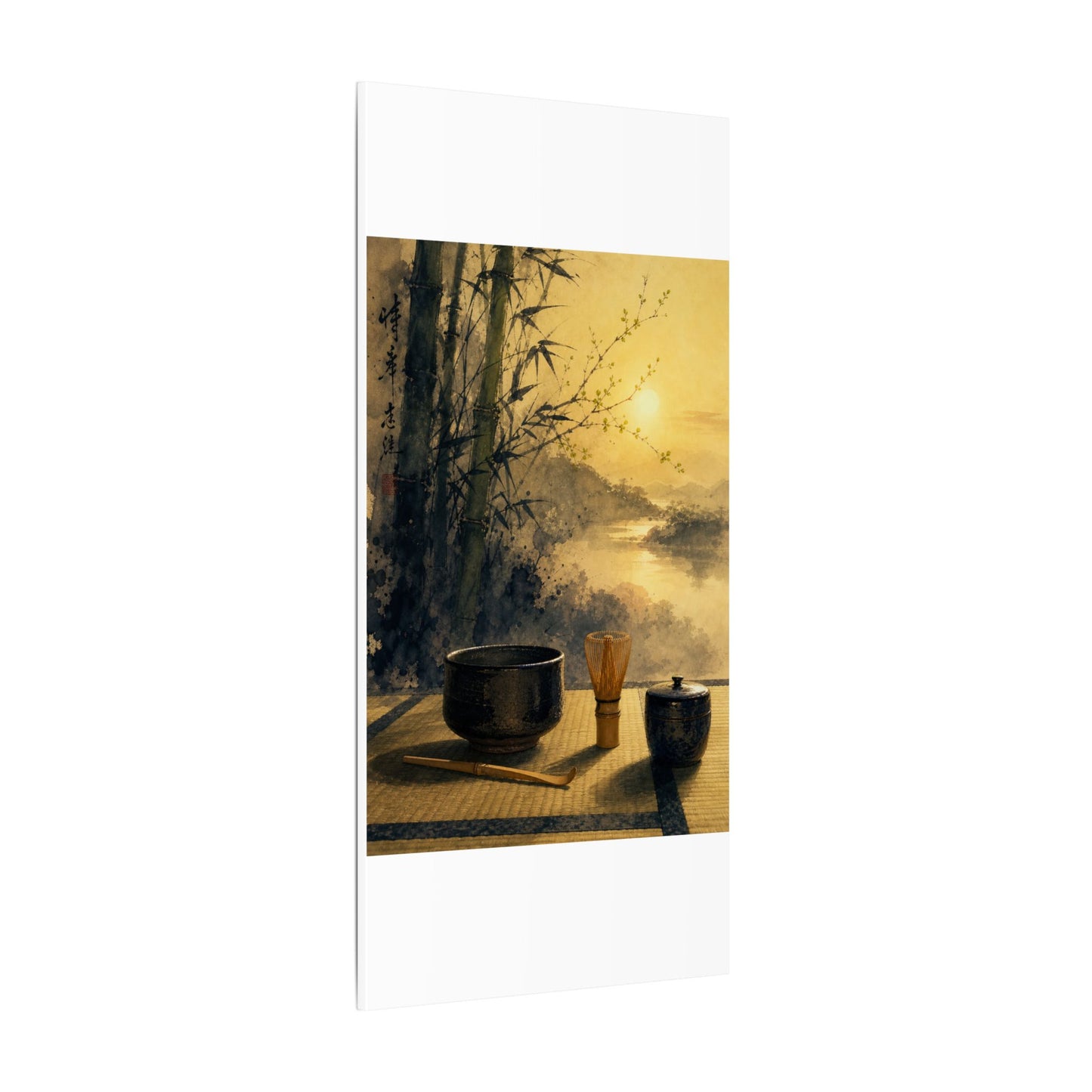 Tea Ceremony Sumi E Canvas Art | Contemplative Zen Art