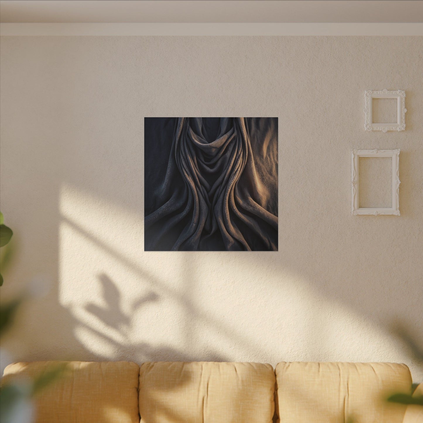 Moody Silk Drape Canvas Art - Shadow Zen Dark Japandi