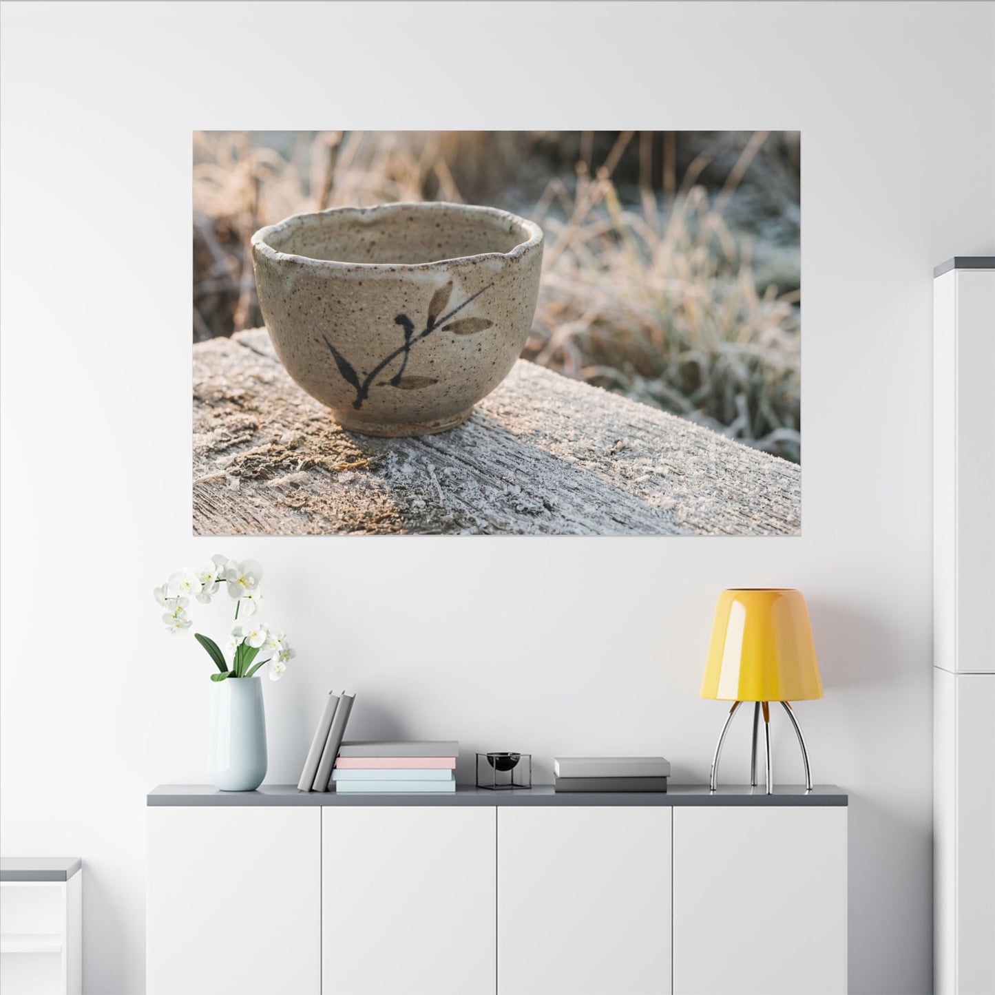 Golden Hour Ceramic Bowl Canvas Art - Japandi Ma