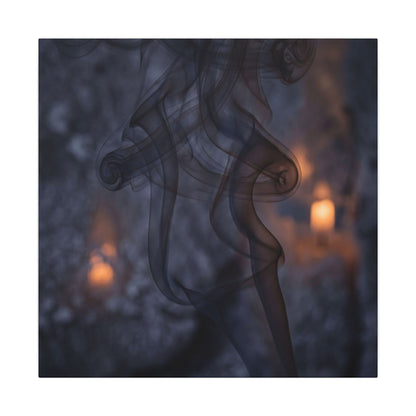 Incense Smoke Winter Canvas Art | Dark Japandi Sophisticated Design