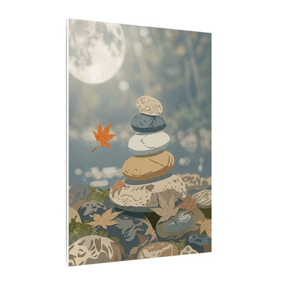 Warm River Stones Canvas Art - Japanese Pattern Japandi