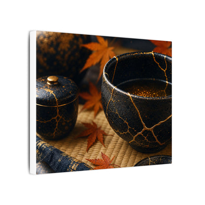 Seijaku Tea Ceremony Canvas Art - Kintsugi Gold Repair