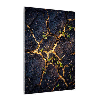 Spring Cracked Earth Crackle Gold Canvas Art | Healing Decor