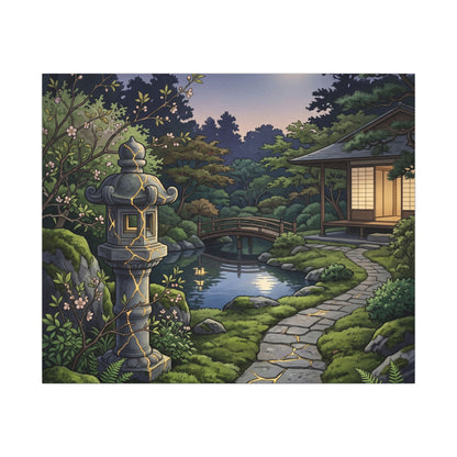 Spring Moonlit Garden Gold Vein Canvas Art | Resilient Decor