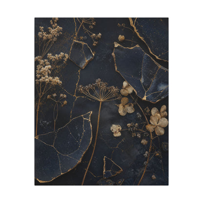 Philosophical Dried Flowers Canvas Art - Broken Beauty Kintsugi