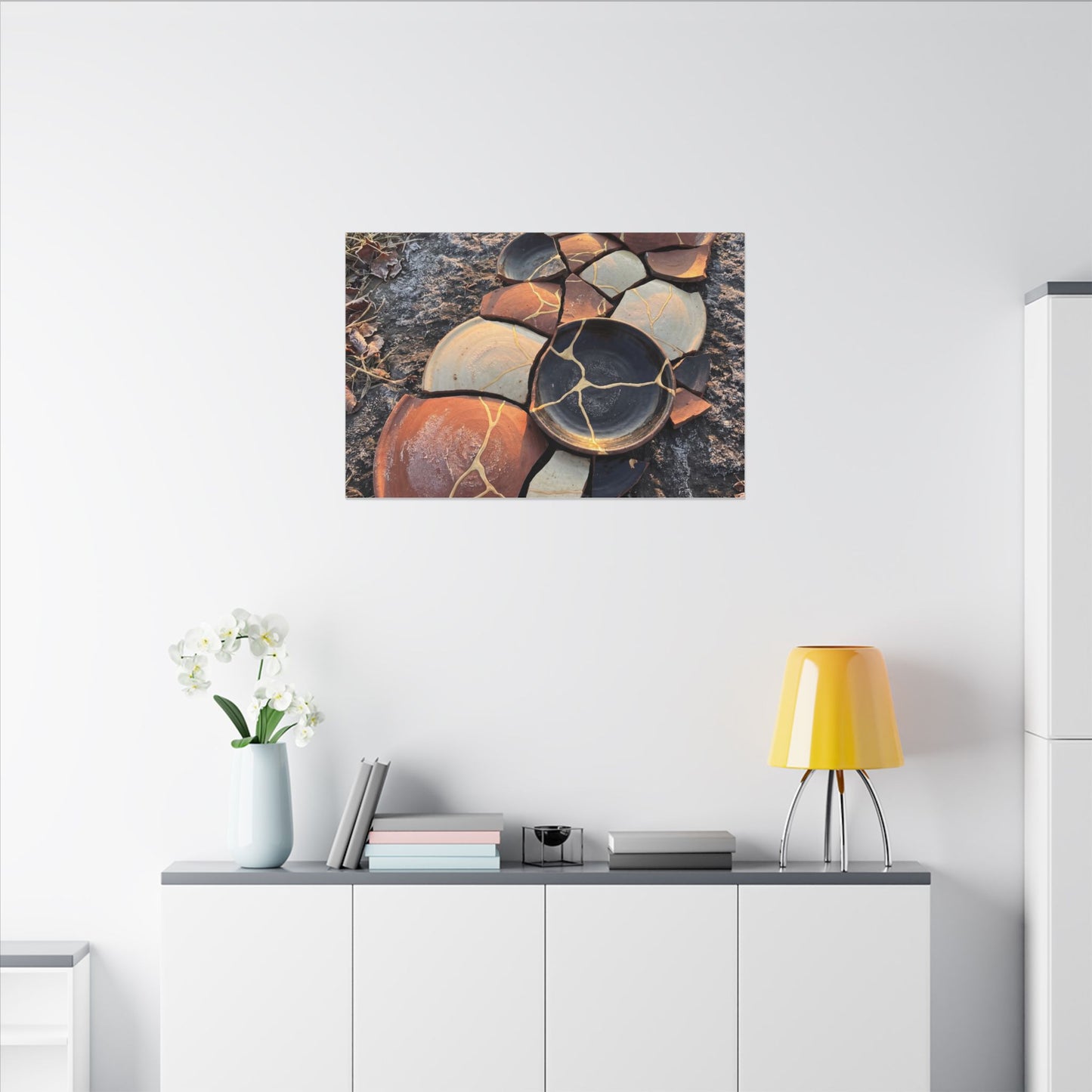 Winter Broken Pottery Gold Vein Canvas Art | Beautiful Decor