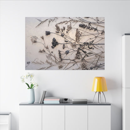 Elegant Dried Flowers Canvas Art - Japanese Pattern Japandi