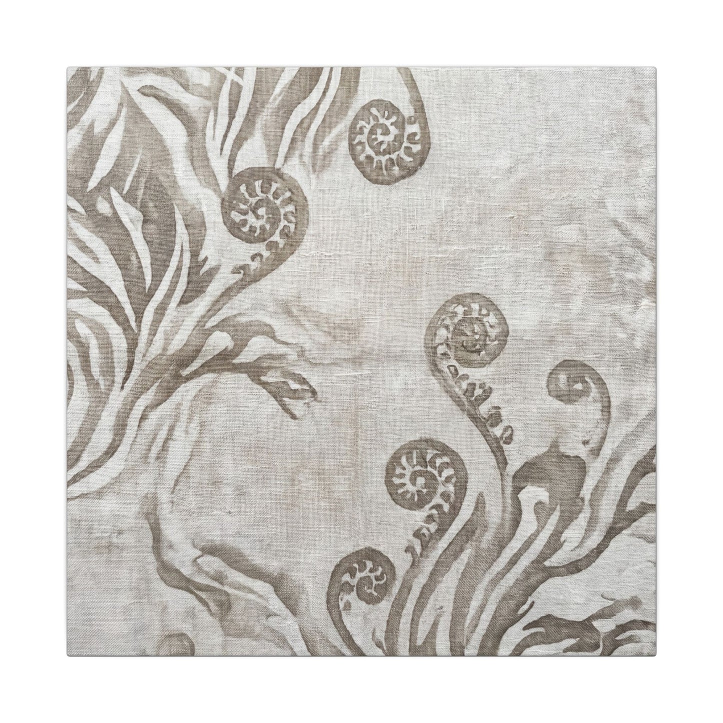Japandi Fern Unfurling in Overcast | Japanese Pattern Canvas Art