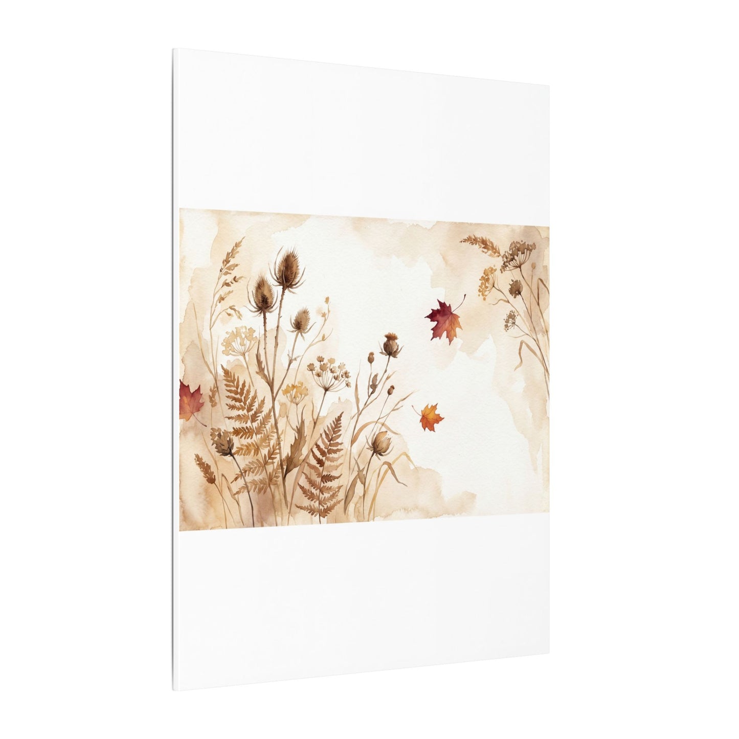 Dried Flowers Canvas Art | Autumn Japandi Watercolor Art
