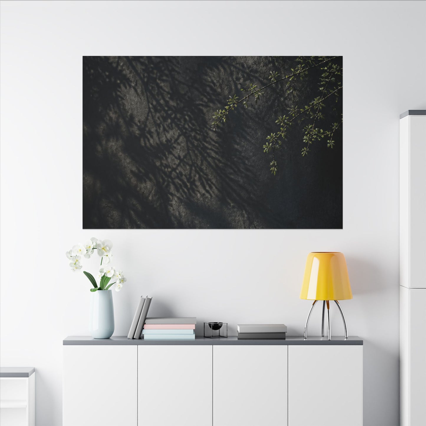Overcast Shadow Play Canvas Art - Dark Japandi Seijaku