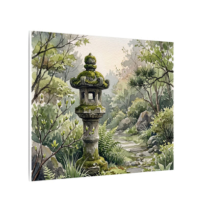 Neutral Stone Lantern Canvas Art - Watercolor Japandi