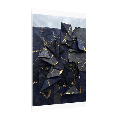 Beautiful Paper Fold Canvas Art - Crackle Gold Kintsugi