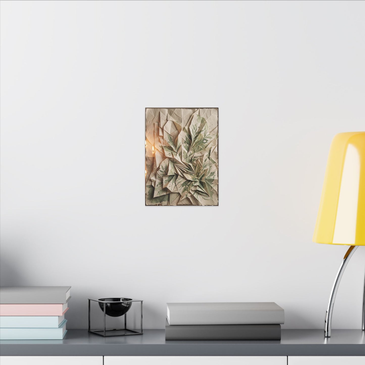 Japandi Paper Fold in Candlelight | Texture Canvas Art