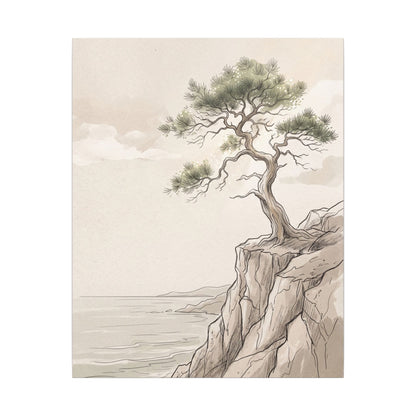 Japandi Pine Tree in Dappled | Minimal Line Canvas Art