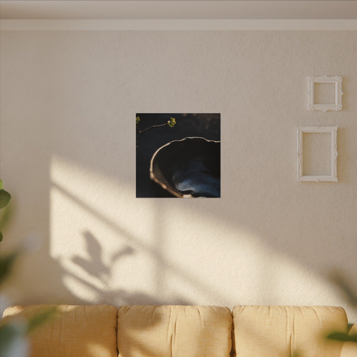 Ma Ceramic Bowl Canvas Art - Dark Japandi Shadow Zen