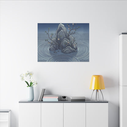 Spring Rock Garden Ukiyo E Inspired Canvas Art | Tranquil Decor