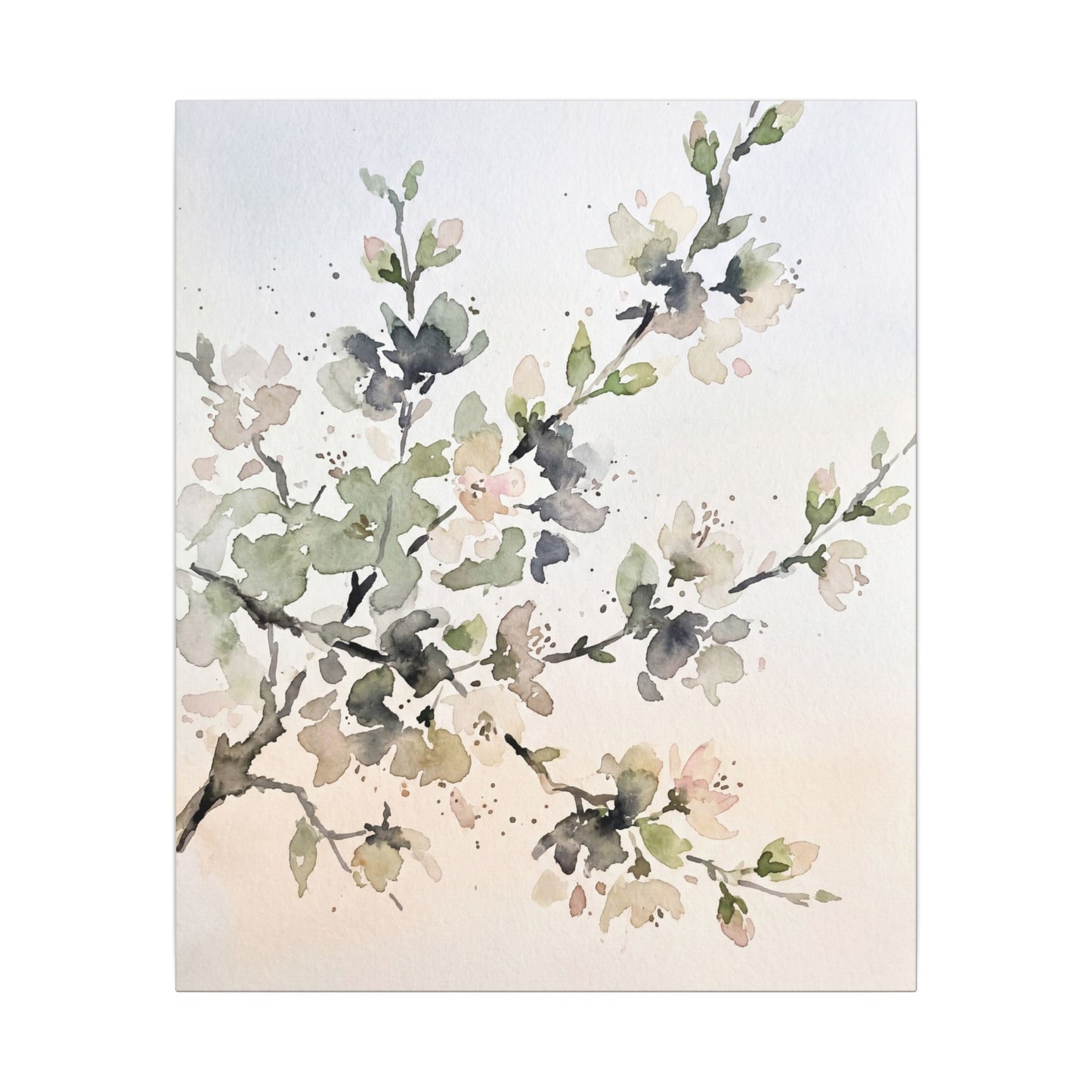 Cherry Blossom Watercolor Canvas Art | Elegant Japandi Art
