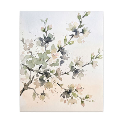 Cherry Blossom Watercolor Canvas Art | Elegant Japandi Art