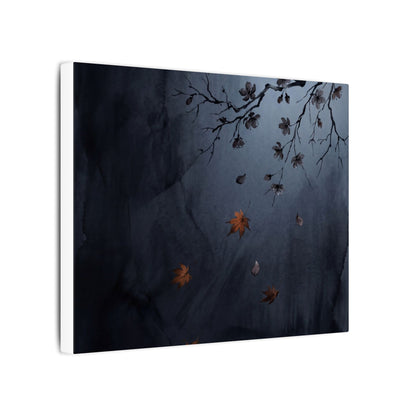 Autumn Cherry Blossom Charcoal Ink Canvas Art | Atmospheric Decor