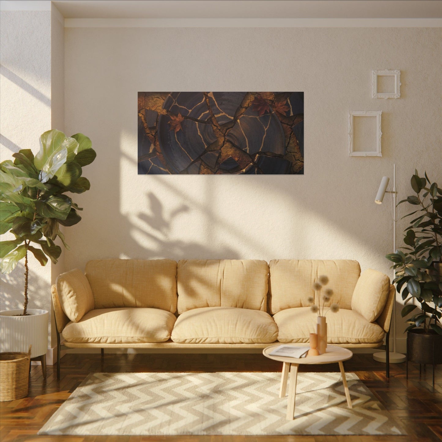 Autumn Cracked Earth Gold Repair Canvas Art | Philosophical Decor