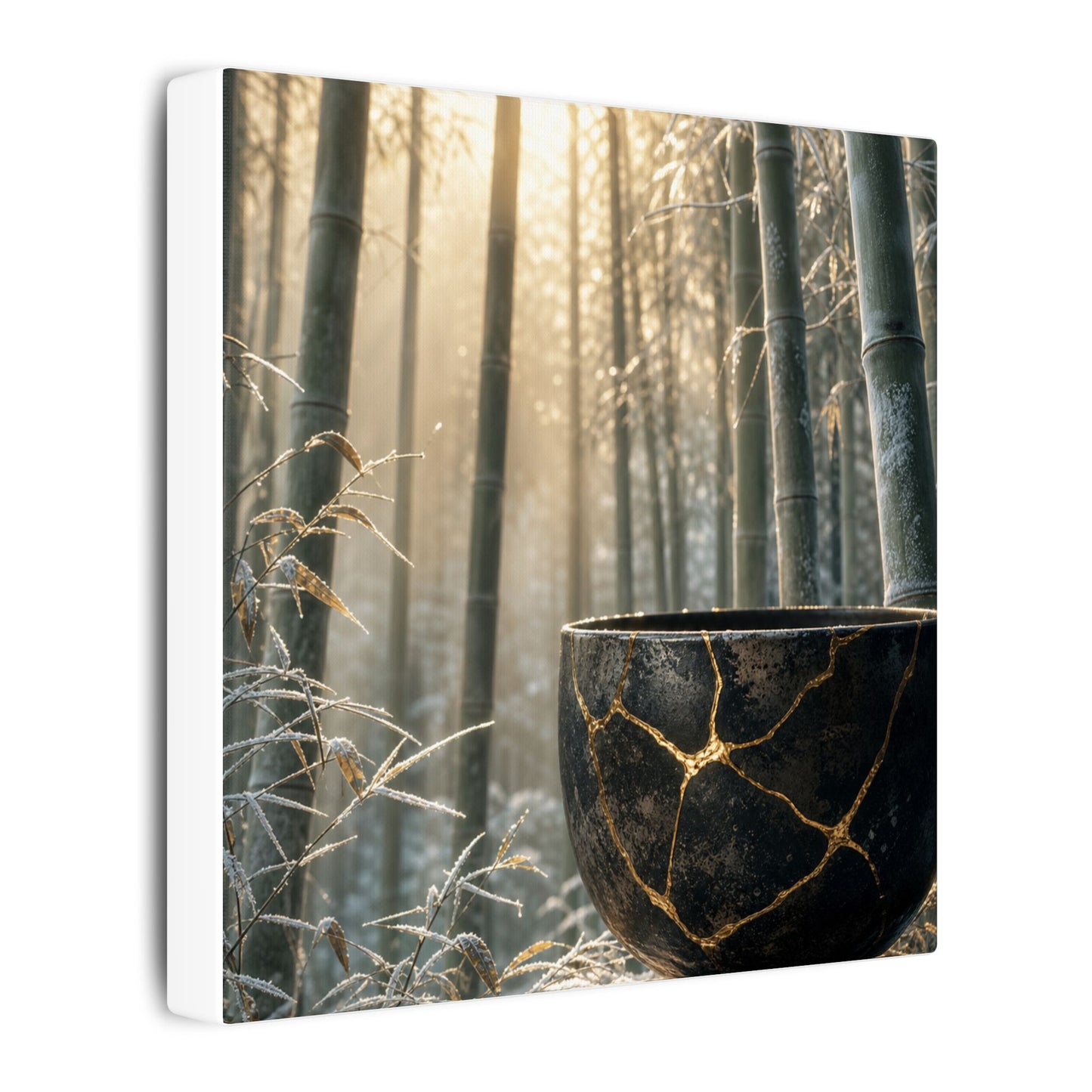 Fukinsei Bamboo Grove Canvas Art - Kintsugi Gold Repair