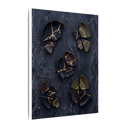 Broken Pottery Canvas Art | Winter Dark Japandi Shadow Zen Art