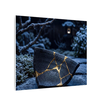 Moonlit Garden Winter Canvas Art | Kintsugi Artful Design