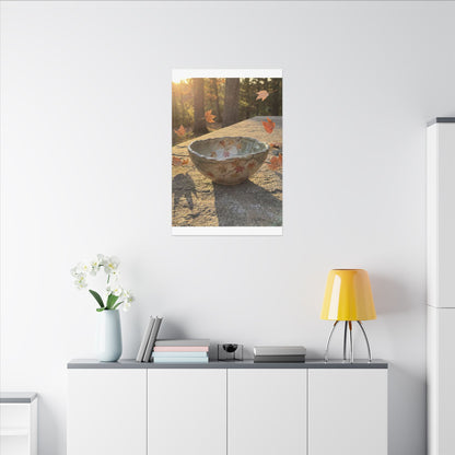 Japandi Ceramic Bowl in Golden Hour | Japanese Pattern Canvas Art