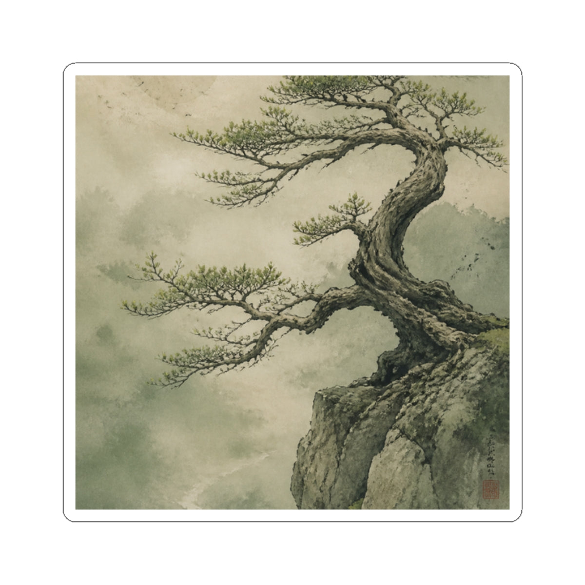 Pine Tree Sticker | Spring Japandi Minimal Line Art