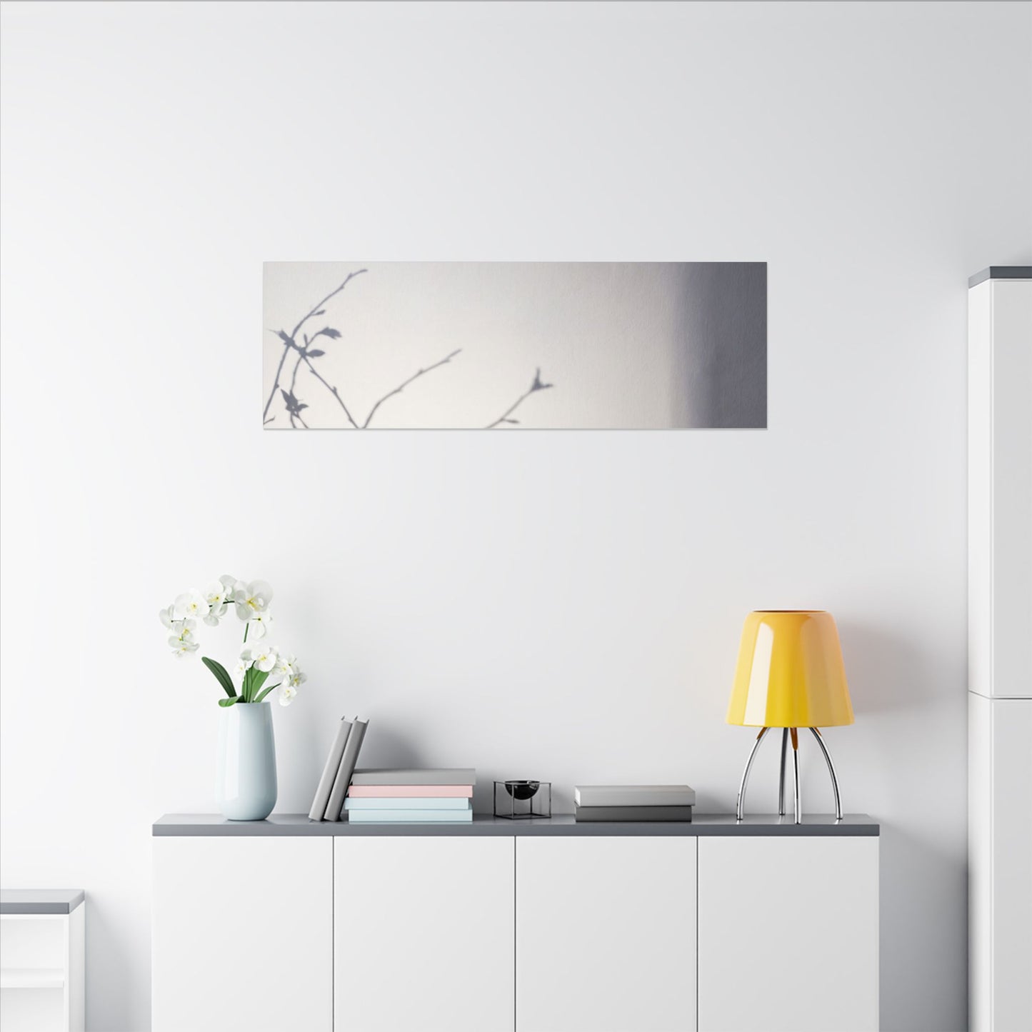 Japandi Shadow Play in Dawn | Japanese Pattern Canvas Art