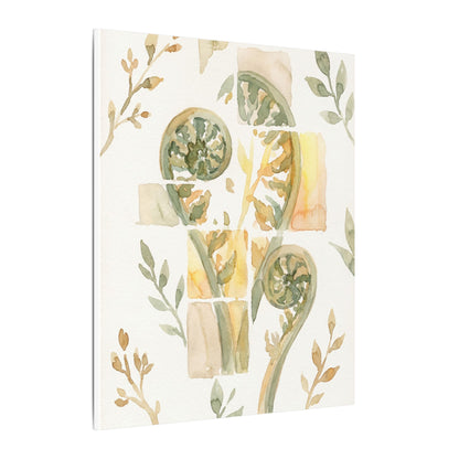 Earthy Fern Unfurling Canvas Art - Watercolor Japandi