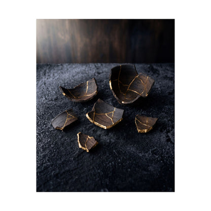 Dawn Broken Pottery Wall Art Print - Dark Japandi Kanso