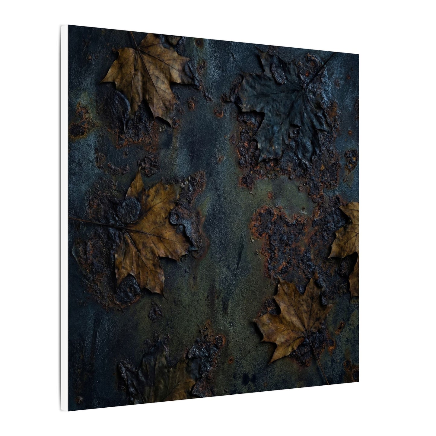 Shibui Rust Patina Canvas Art - Dark Japandi Charcoal Ink