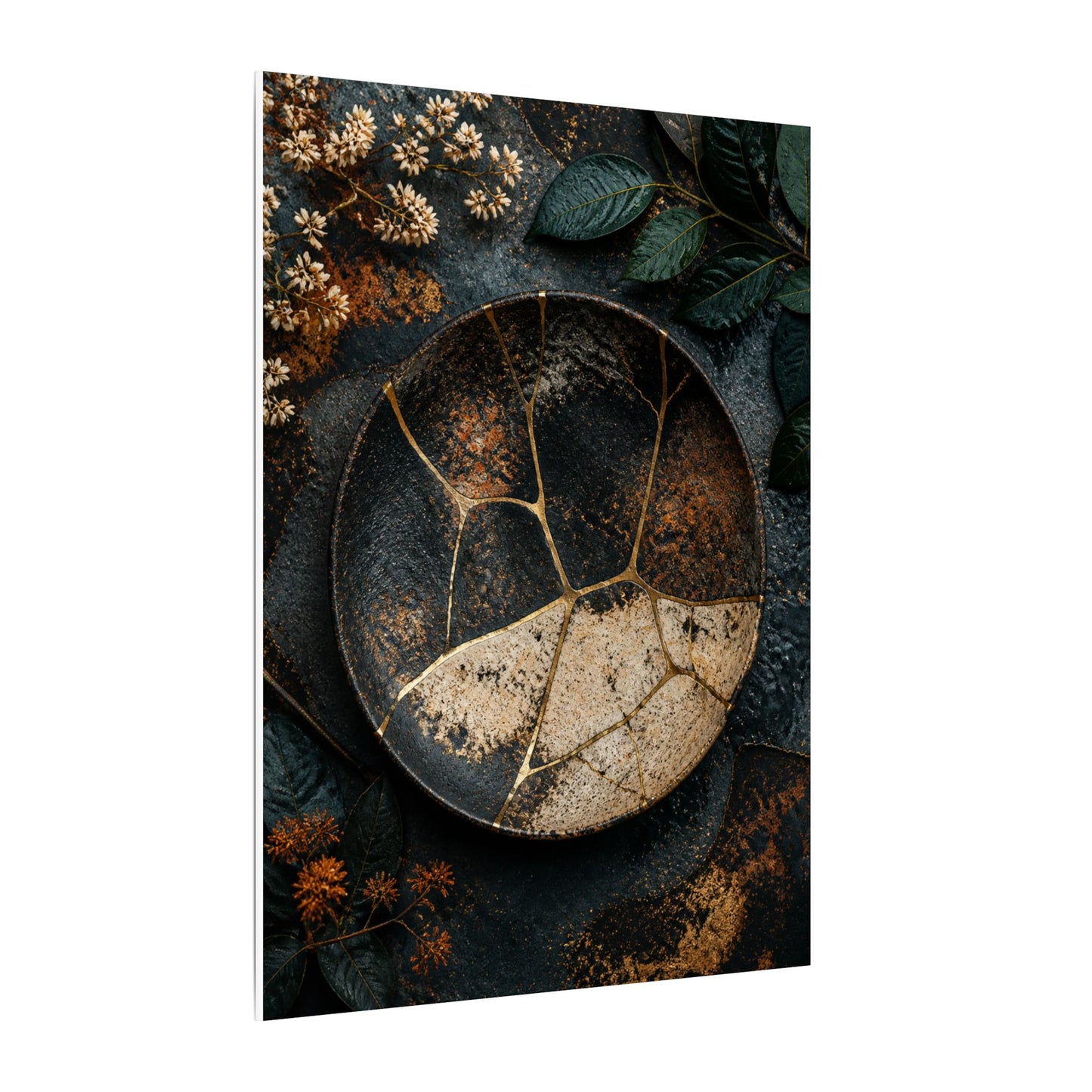 Kintsugi Rust Patina in Dawn | Gold Repair Canvas Art