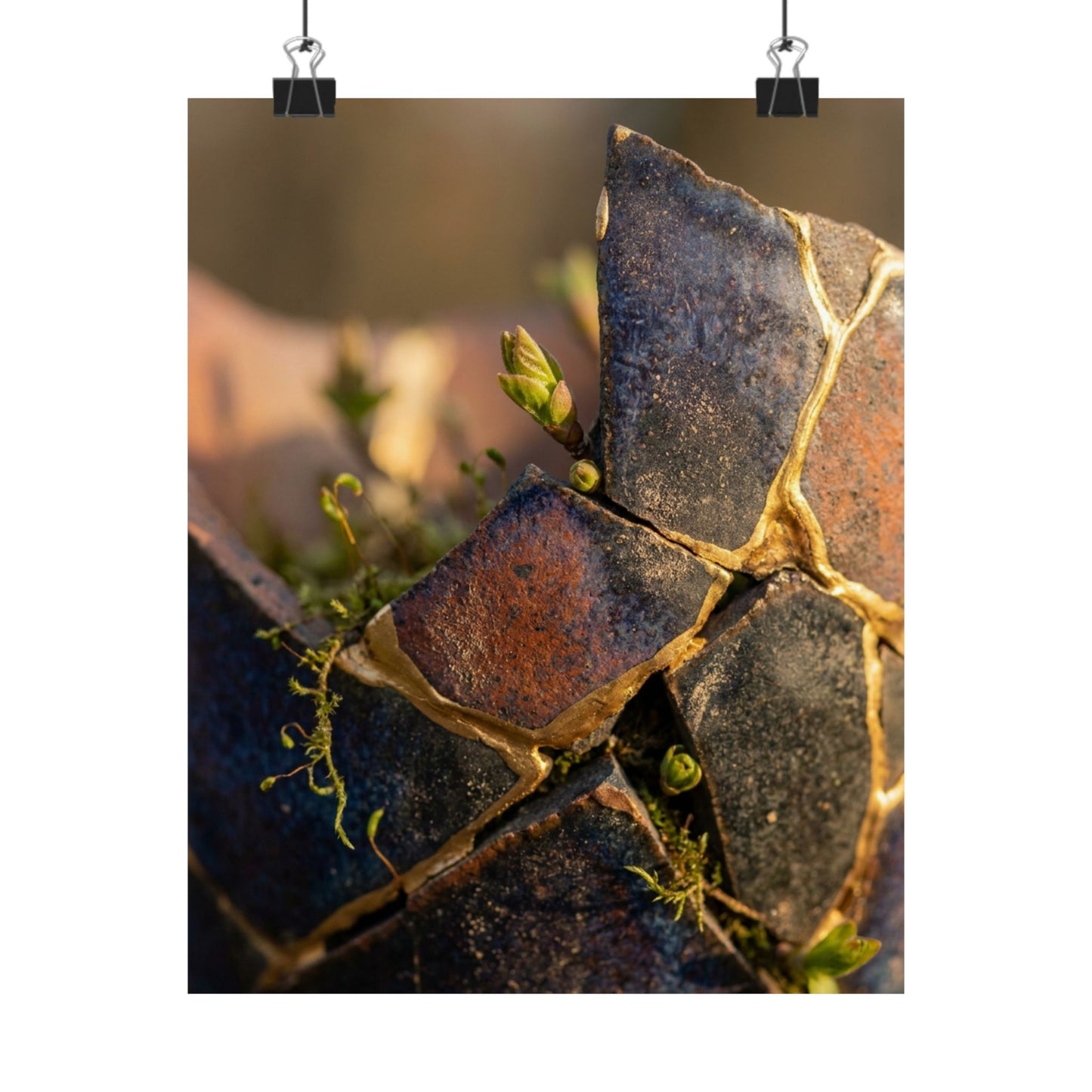 Broken Pottery Spring Wall Art Print | Kintsugi Healing Design